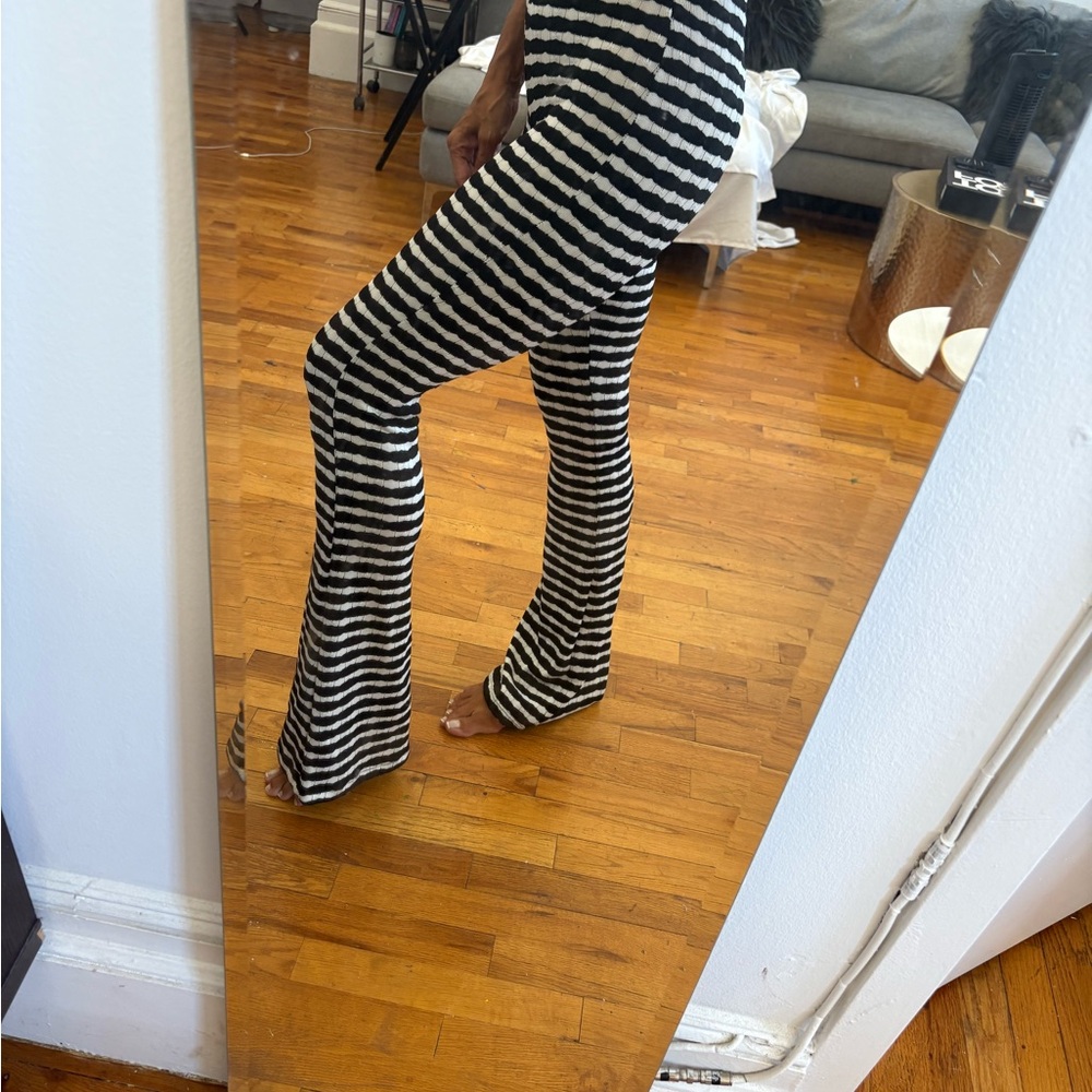 Zara Jacquard flare pants Sz S - Picture 8 of 9
